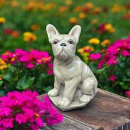 Concrete French Bulldog Statue Stone Frenchie Figurine Cement Dog Sculpture Outdoor Yard Ornament Pet Memorial Decor Dog Lover Gift - thumbnail 1