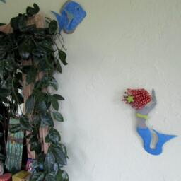 Upcycled Metal Mermaid Wall Art Redhead Beach House Decor - 8x12 - thumbnail 3
