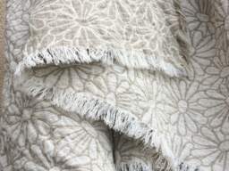 Daisy Linen Throw Blanket Natural Undyed Flax Floral Bedspread - thumbnail 1