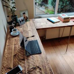 Rustic Corner Desk, With Steel Hairpin Legs - Reclaimed Wood Home Office Decor Workspace Furniture Industrial Style Desk Farmhouse - thumbnail 3