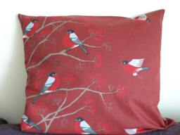 Pillow Cover Red Black Grey Birds Robins Rowan Tree Birch Birds Botanical Decorative Pillow For Throw Pillows Floor Cushions Accent Pillows