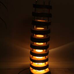 Sliced Wood Floor Lamp Mid Century Modern Cherry Ambiance Lighting - thumbnail 4