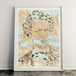 August Strindberg Papercut/Stockholm Map Handmade Poster 50x70cm Hand Cut Map Paper Cutting On Paper Limited Edition Sweden - thumbnail 1