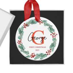 Baby's First Christmas 2026 Bauble, 1st Ornament, Personalised Decoration, Baby Xmas Keepsake, Gift - thumbnail 2