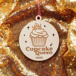 Cupcake Christmas Bauble 2025 For The Queen, King & Best Baker. The Ideal Secret Santa Gift Budding Baker - thumbnail 3