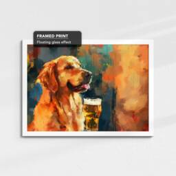 Golden Retriever Beer Glass Painting Framed Poster Print & Canvas Wall Decor Art Bar Kitchen Room Dog Gift Idea Pet - thumbnail 3