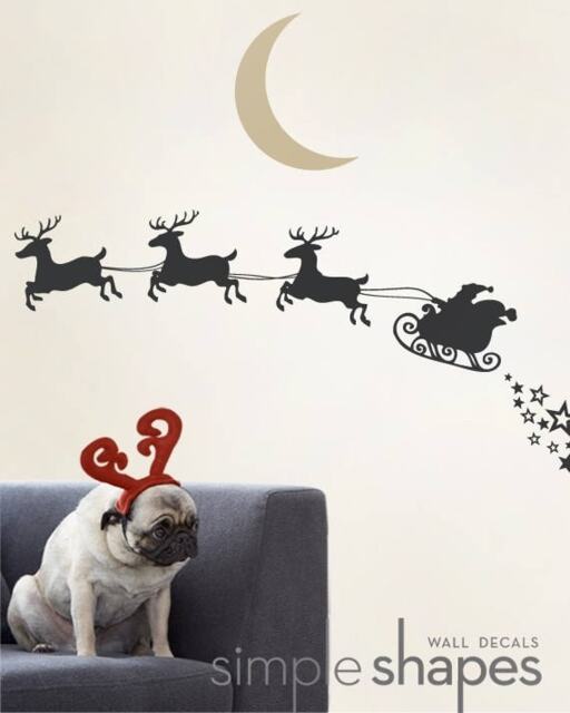 Santa & Reindeer - Holiday Vinyl Wall Decal Sticker - image 1
