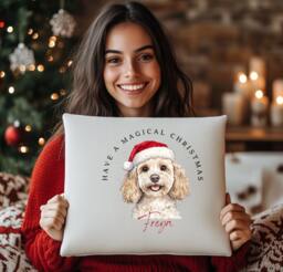 Personalised Cockapoo Cushion, Christmas Decorations, Cushion Cover, Gifts, Decor, Gift For Her, Him, Custom - thumbnail 1