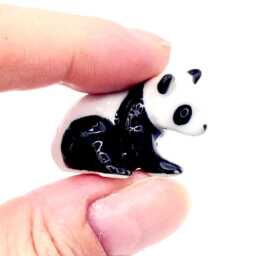 Miniature Ceramic Panda Bear Sitting Animal Little Black White Figurine Tiny Statue Small Decoration Hand Painted Collectible Mini Figure - thumbnail 4