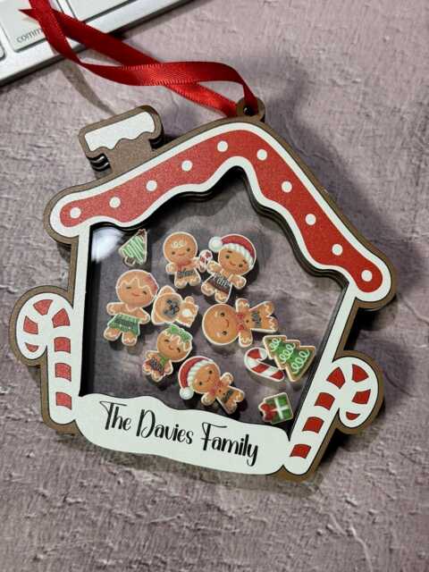 Personalised Gingerbread House Shake Bauble - Funny Charms For Family Members & Pets Custom Christmas Tree Ornament - image 1