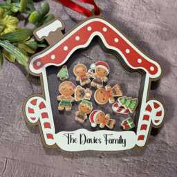 Personalised Gingerbread House Shake Bauble - Funny Charms For Family Members & Pets Custom Christmas Tree Ornament - thumbnail 4