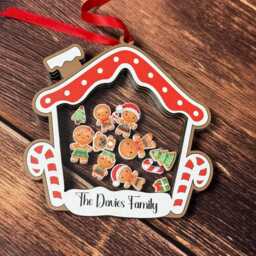 Personalised Gingerbread House Shake Bauble - Funny Charms For Family Members & Pets Custom Christmas Tree Ornament - thumbnail 3