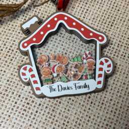 Personalised Gingerbread House Shake Bauble - Funny Charms For Family Members & Pets Custom Christmas Tree Ornament - thumbnail 2