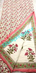 Hand Block Print Cotton Reversible Quilt, Winter Blanket, Cotton Quilt, King Size Blanket & Throws, Cotton Double Bed Quilt