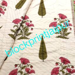 Hand Block Print Cotton Reversible Quilt, Winter Blanket, Cotton Quilt, King Size Blanket & Throws, Cotton Double Bed Quilt - thumbnail 4