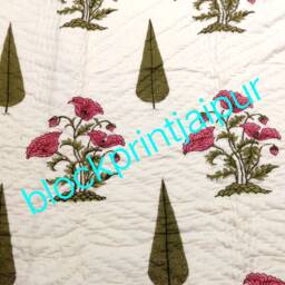 Hand Block Print Cotton Reversible Quilt, Winter Blanket, Cotton Quilt, King Size Blanket & Throws, Cotton Double Bed Quilt - thumbnail 2