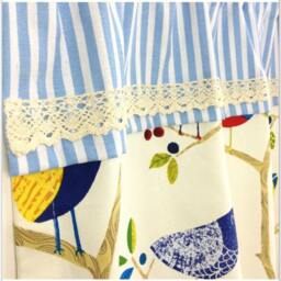 Tab Top Cafe Curtain Window Valance/Kids Nursery/Child Playroom/Bathroom Curtain-Animals Owl Birds Tree Stripe, Get Free Gift - thumbnail 3