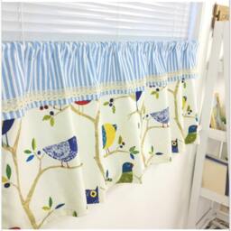 Tab Top Cafe Curtain Window Valance/Kids Nursery/Child Playroom/Bathroom Curtain-Animals Owl Birds Tree Stripe, Get Free Gift - thumbnail 2
