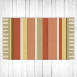 strips Rug, Printed On PVC Mat. Carpet in Red, Green & Yellow Art Mat - thumbnail 3