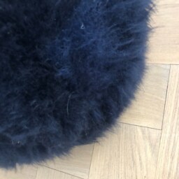 Dark Navy Sheepskin Footstool, Fluffy Pouffe - 40x30cm, Cosy Home Decor, Handmade in The Uk, Ethically Sourced - thumbnail 4