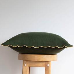 Scalloped Gold Edge Christmas Pillow Cover Moss Green Or Burgundy