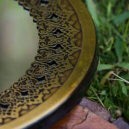 Mesmerizing Brass Mirror Islamic Art Hand Forged & Etched Antique- Oriental Geometry Patterns Wall - Geometric Works - thumbnail 4