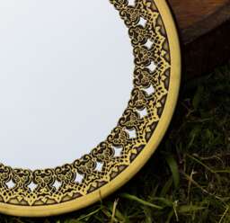 Mesmerizing Brass Mirror Islamic Art Hand Forged & Etched Antique- Oriental Geometry Patterns Wall - Geometric Works