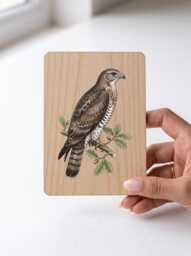 Honey Buzzard Art Print - Vintage Woodland Bird Of Prey Pine Wooden Postcard Wall - thumbnail 1