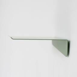 Sage Green Metal Wall Shelf, Modern Floating Bent Pastel Picture Ledge With Rim, Minimalistic Plant Shelf - thumbnail 2