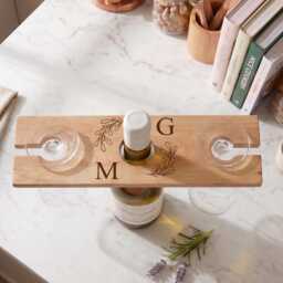Personalised Engraved Wooden Wine Holder, New Home Wedding Anniversary Gift - thumbnail 2