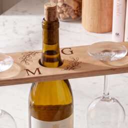 Personalised Engraved Wooden Wine Holder, New Home Wedding Anniversary Gift - thumbnail 1