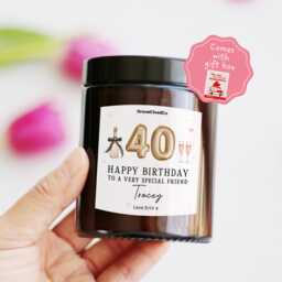 40Th Birthday Gift For Her Best Friend Personalized Candle With Custom Name & Message - For Forty Milestone Happy
