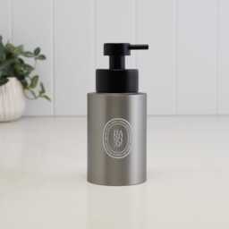 Brushed Stainless Steel Soap Dispenser With White Oval Label - Refillable Metal Pump Bottle Choose Your 250Ml Eco Bathroom Decor