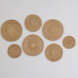 Woven Rattan Wall Decor Set - Natural Round Circle Boho Art - thumbnail 2