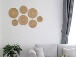Woven Rattan Wall Decor Set - Natural Round Circle Boho Art