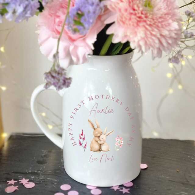 Personalised Vase, Auntie Gift, Mothers Day Birthday Gift For Her, Gifts For Auntie, First Home Decor, Ceramic Vase - image 1