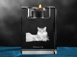 Siberian Cat, Crystal Candlestick With Souvenir, Decoration, Limited Edition, Collection - thumbnail 1
