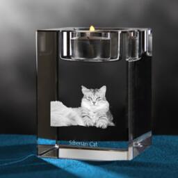 Siberian Cat, Crystal Candlestick With Souvenir, Decoration, Limited Edition, Collection - thumbnail 2
