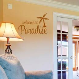 Welcome To Paradise Vinyl Wall Decal Palm Tree Decor - thumbnail 2