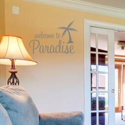 Welcome To Paradise Vinyl Wall Decal Palm Tree Decor - thumbnail 3