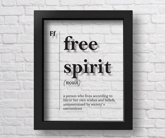 Transparent Free Spirit Definition Print Teenager Gift Idea Teen Room Decor Dorm Wall Art Modern Scandinavian Friend - image 1