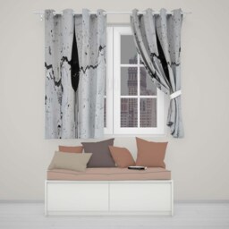 Black Hooded Face On Cracked White Wall Graffiti Modern Artwork For Bedroom Decor Readymade Eyelet Ring Top Thermal 100% Blackout Curtains - thumbnail 2