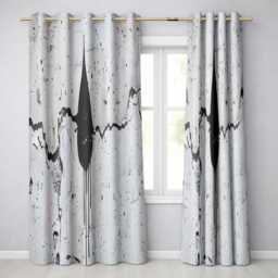 Black Hooded Face On Cracked White Wall Graffiti Modern Artwork For Bedroom Decor Readymade Eyelet Ring Top Thermal 100% Blackout Curtains