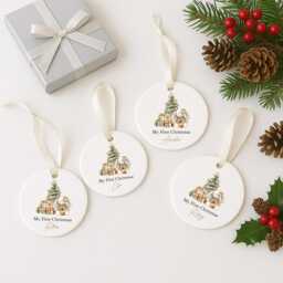 Personalised Baby's First Christmas Ornament - Ceramic Bauble Custom Newborn Gift 1st Xmas Tree Decoration Any Name Keepsake 2025 - thumbnail 3
