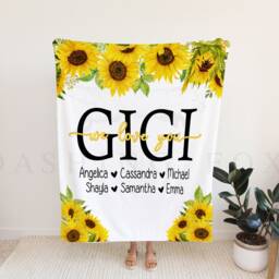 Sunflower Christmas Blanket, Gift, Floral Style Personalized Mom Gift For Grandparent, Birthday - thumbnail 2