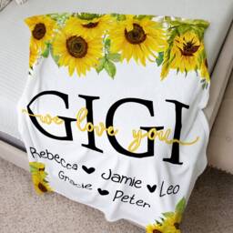 Sunflower Christmas Blanket, Gift, Floral Style Personalized Mom Gift For Grandparent, Birthday - thumbnail 3