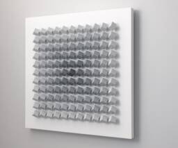 Modern Wall Art Sculpture Block Cubist Geometric Grid Pattern Minimalist Gradated Neutral Soft Gray Color Interactive Rotatable Blocks - thumbnail 1