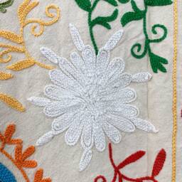 Hand Embroidered Suzani Tapestry Uzbek Floral Boho Wall Hanging - thumbnail 4