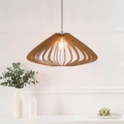 Wood Lampshade, Pendant Light, Wooden Ceiling Fixture, Modern Chandelier, Kitchen Island Lighting, Scandinavian Design, Natural Oak - thumbnail 3