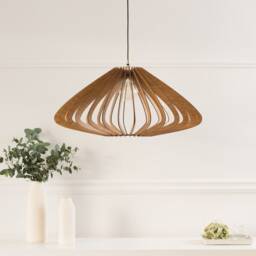 Wood Lampshade, Pendant Light, Wooden Ceiling Fixture, Modern Chandelier, Kitchen Island Lighting, Scandinavian Design, Natural Oak - thumbnail 2